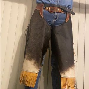 Hair on chaps cow pelt